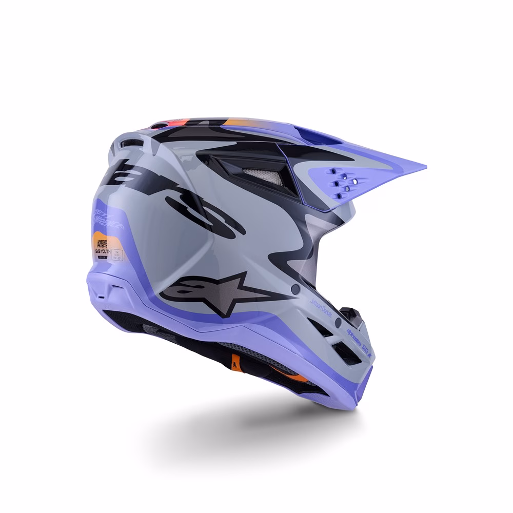 Alpinestars S-M3 Jettson Motocross Helmet Youth Gray/Purple/Black Gloss