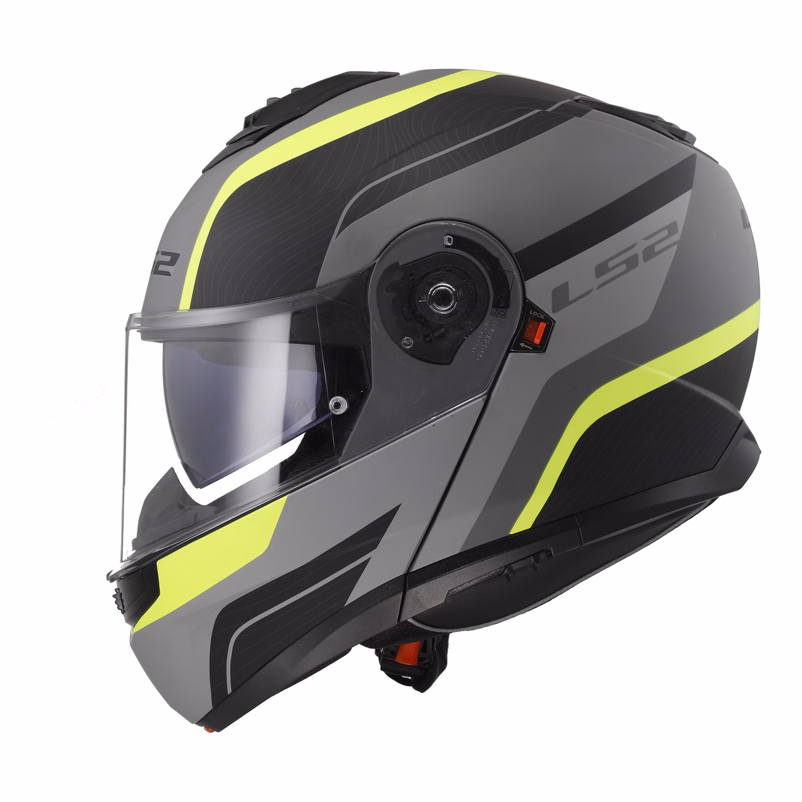 LS2 FF908 Strobe II Monza Flip Front Helmet Matte Black / Hi-Vis Yellow - Image 2