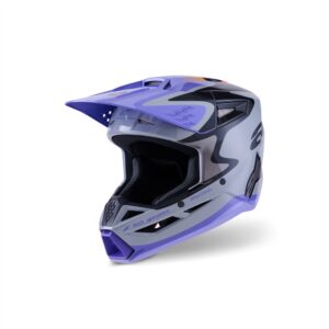 Alpinestars S-M3 Jettson Motocross Helmet Youth Gray/Purple/Black Gloss - Image 1