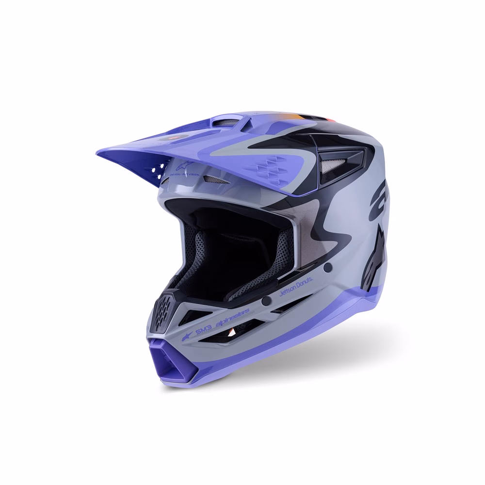 Alpinestars S-M3 Jettson Motocross Helmet Youth Gray/Purple/Black Gloss