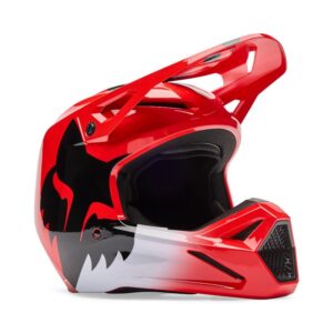 Fox V1 Shield Motocross Helmet Fluro Red - Image 2