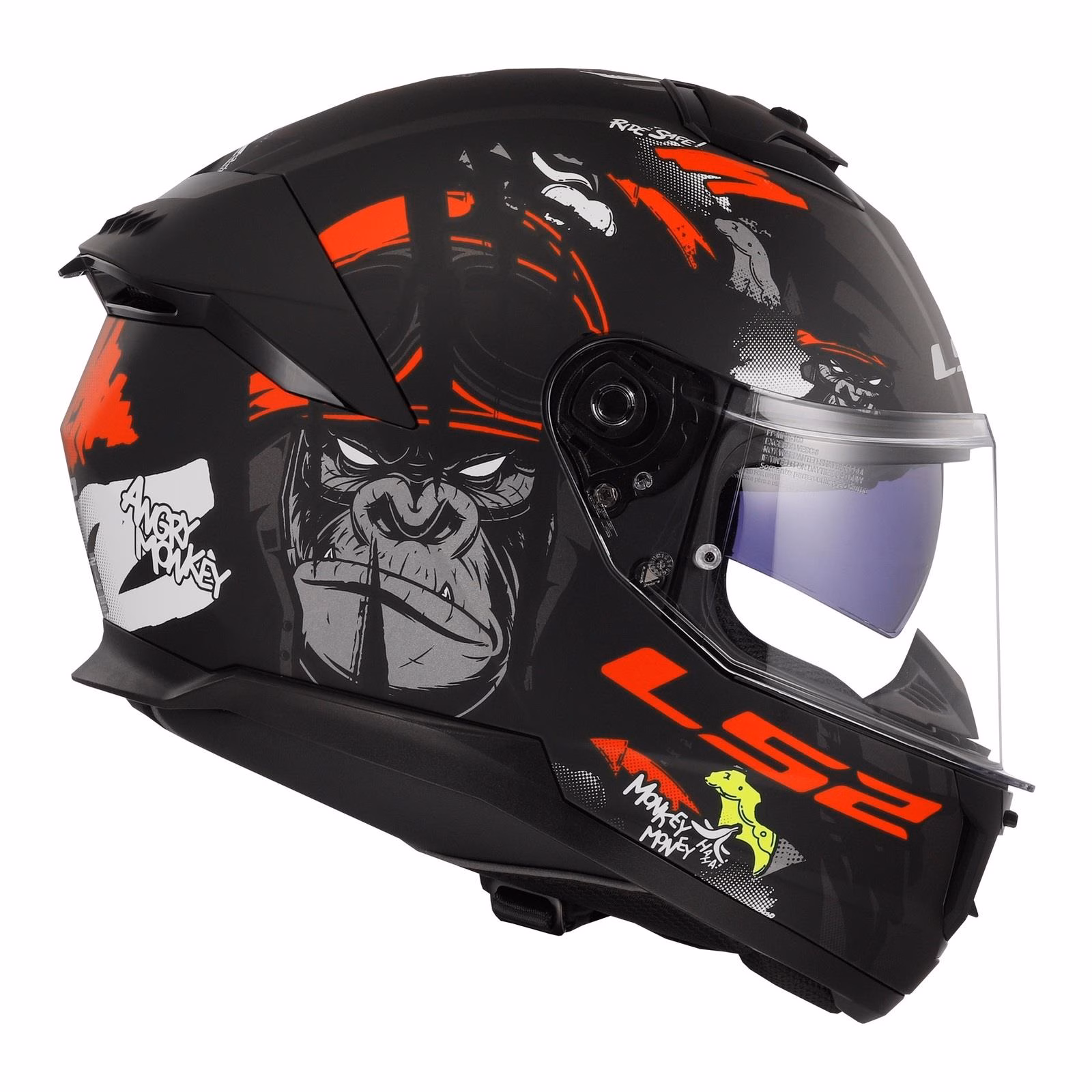 LS2 FF808 Stream II Angry Monkey Road Helmet Matte Black / Red - Image 3