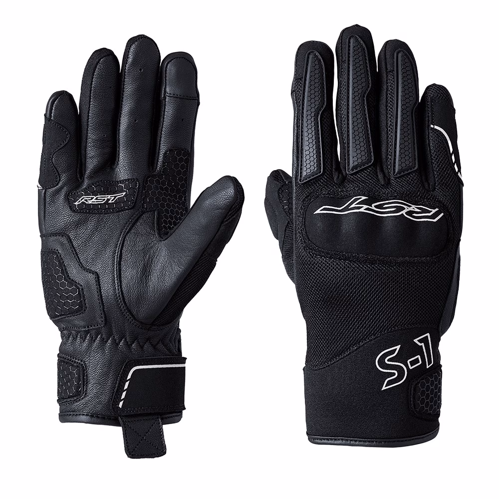 RST S1 Mesh Ce Leather Road Gloves Black/White