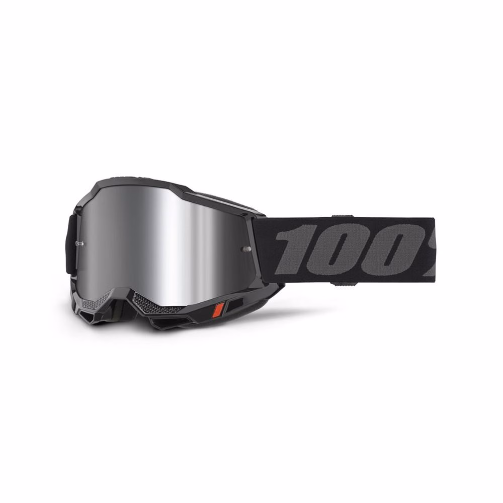 100% Accuri 2 Motocross Goggles Black Mirror Silver Lens