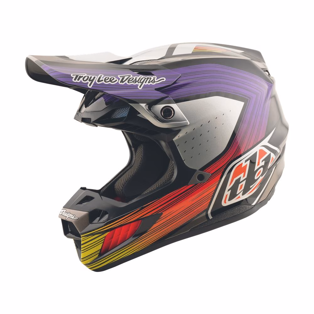 Troy Lee Designs SE5 ECE Carbon Stripes Motocross Helmet Black/Purple