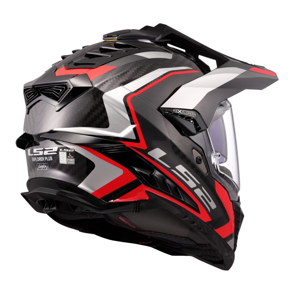 LS2 MX701 Explorer Carbon Frontier Adventure Helmet Titanium / Red