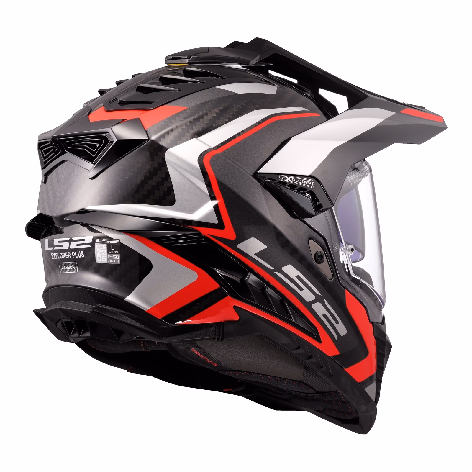 LS2 MX701 Explorer Carbon Frontier Adventure Helmet Titanium / Red - Image 5