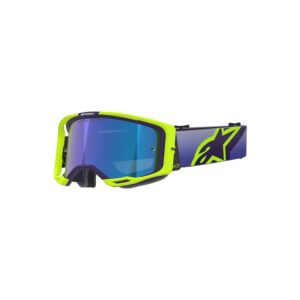 Alpinestars Vision 8 Corp Motocross Goggle Purple/Yellow Fluoro - Mirror Blue Lens - Image 1