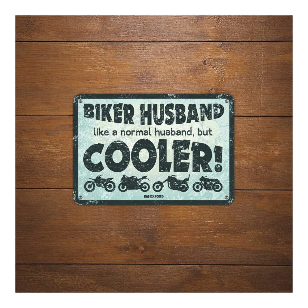 Oxford Garage Metal Sign: "Biker Husband Cooler"