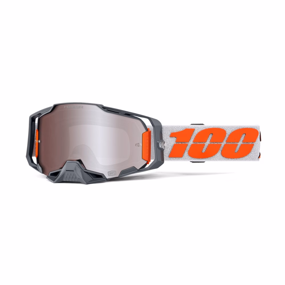 Armega Motocross Goggles Silver - HiPER Mirror Silver Flash Lens