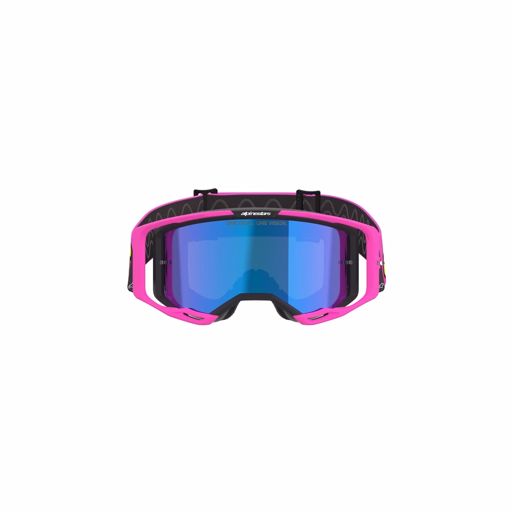 Alpinestars Vision 8 Vista Goggle Pink Fluoro/Yellow Fluoro - Mirror Blue Lens