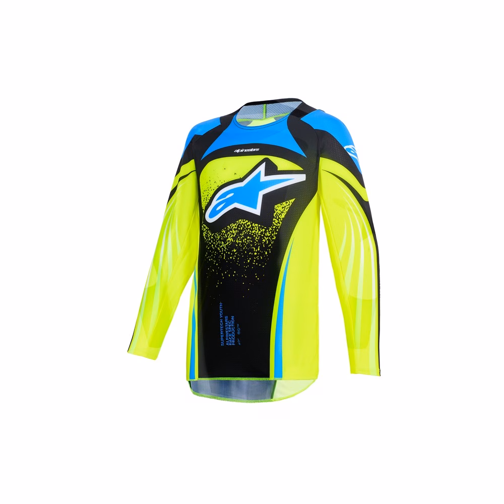 Alpinestars Supertech Nomur Motocross Jersey Youth Dark Navy/Yellow Fluoro/UCLA Blue