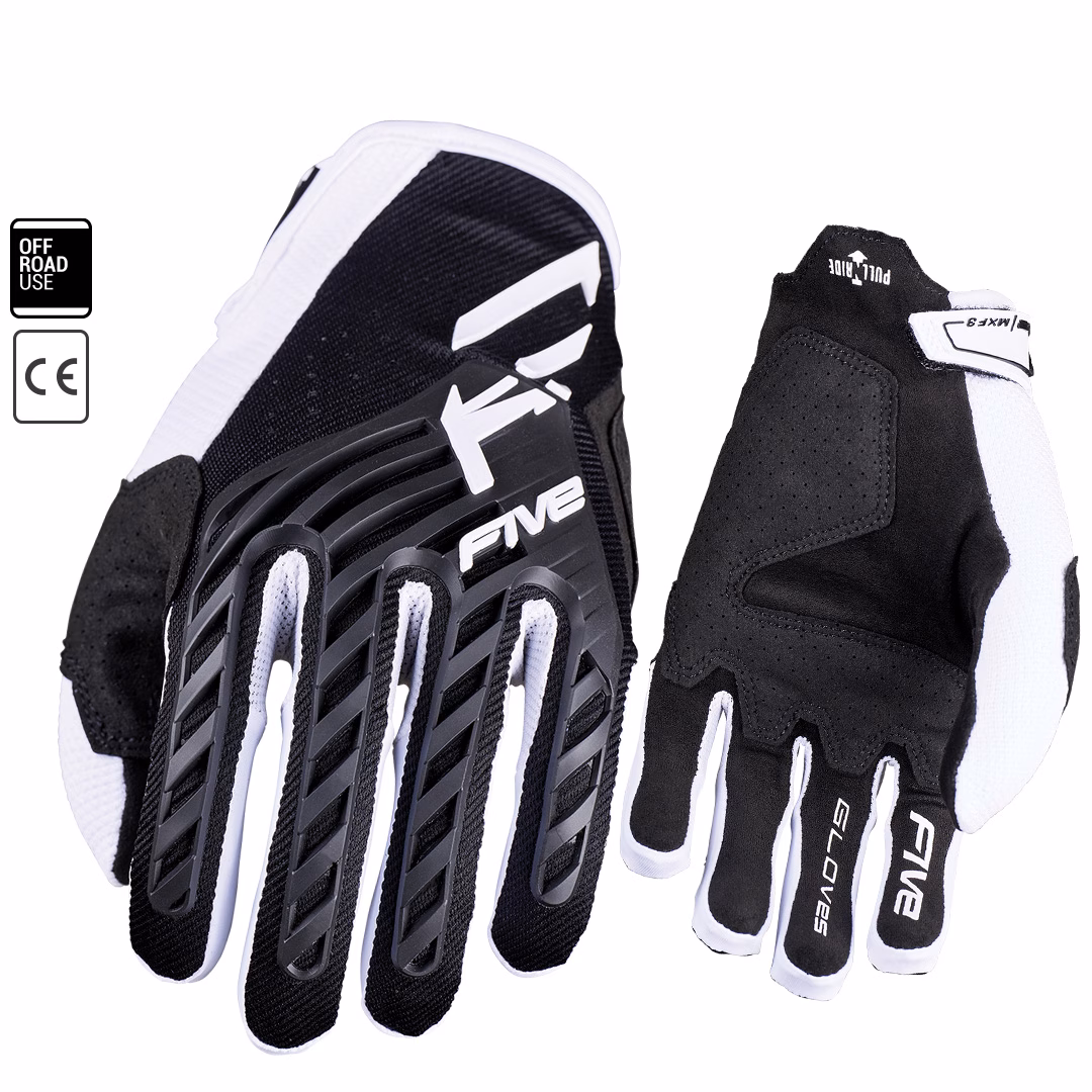 FIVE MXF3 EVO Motocross Gloves Black/White - Image 1