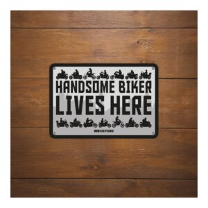 Oxford Garage Metal Sign: "Handsome Biker Lives Here" - Image 2