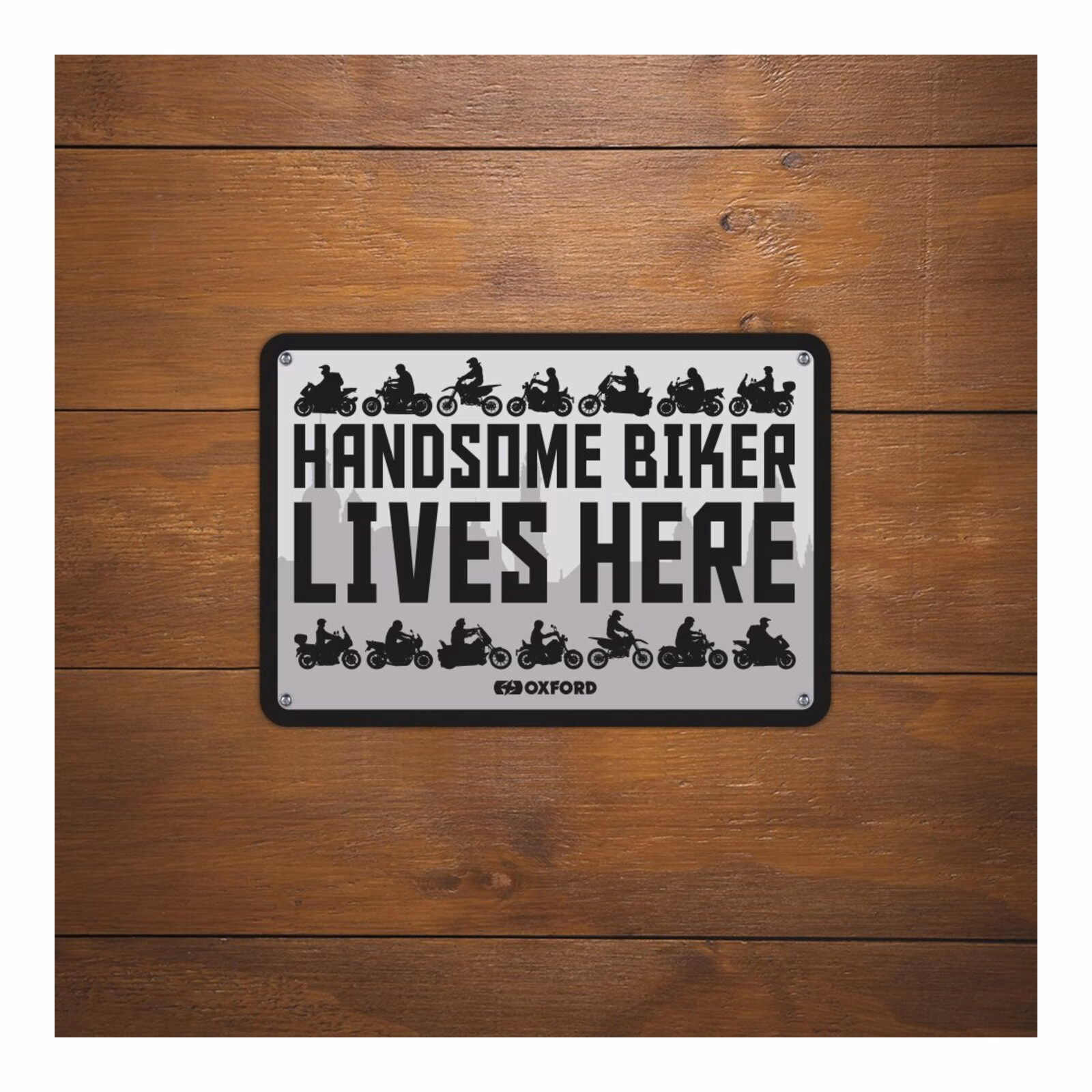 Oxford Garage Metal Sign: "Handsome Biker Lives Here" - Image 2