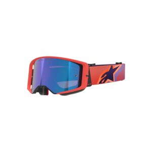 Alpinestars Supertech Vision Corp Motocross Goggles Hot Coral/Purple - Mirror Blue Lens - Image 1