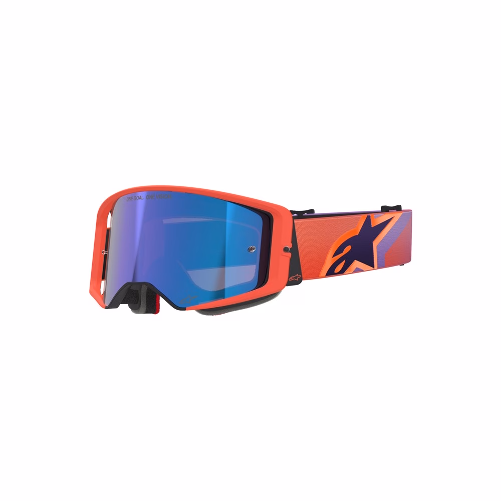 Alpinestars Supertech Vision Corp Motocross Goggles Hot Coral/Purple - Mirror Blue Lens