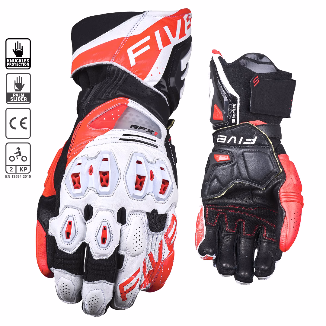 FIVE RFX1 EVO Race Gloves White/Red - Image 1