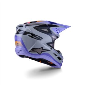 Alpinestars S-M3 Jettson Motocross Helmet Gray/Purple/Black Gloss - Image 2