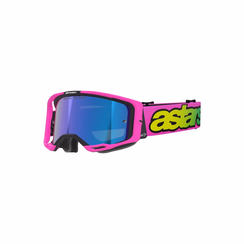 Alpinestars Vision 8 Vista Goggle Pink Fluoro/Yellow Fluoro - Mirror Blue Lens
