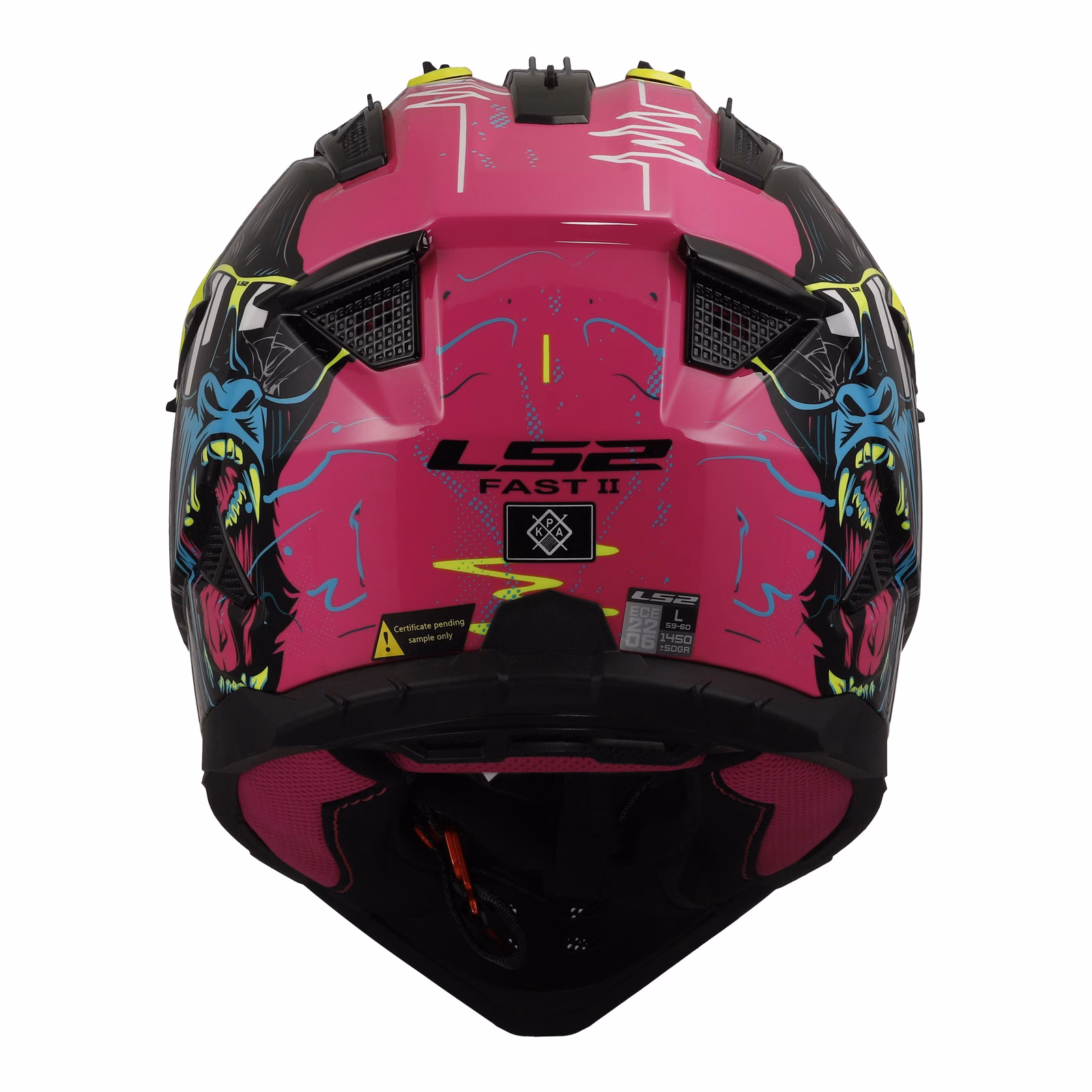 LS2 MX708 Fast II Gorilla Motocross Helmet Purple / Hi-Vis Yellow - Image 3