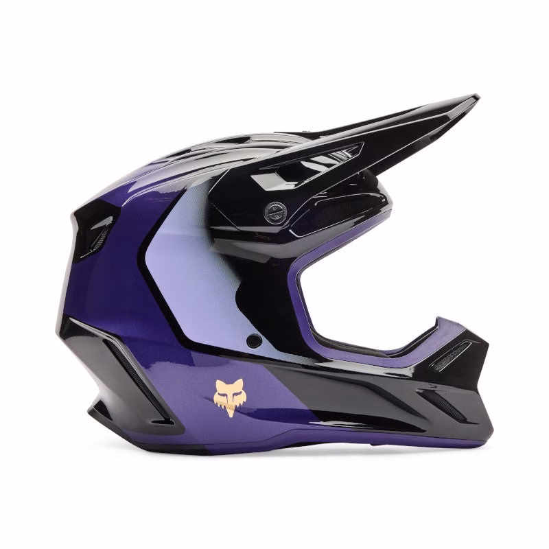 Fox V3 Drip Motocross Helmet Black/Purple