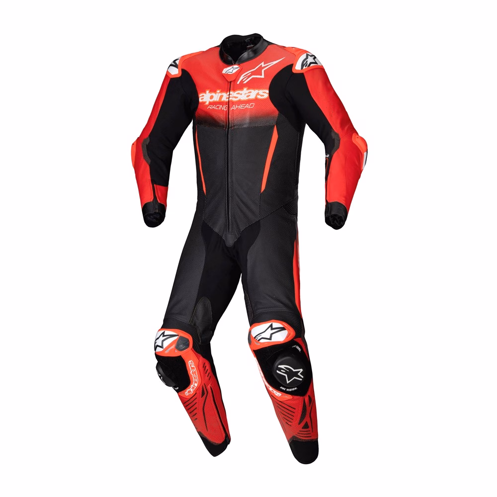 GP-R7 1Pc Leather Suit Black/Mid Red 58