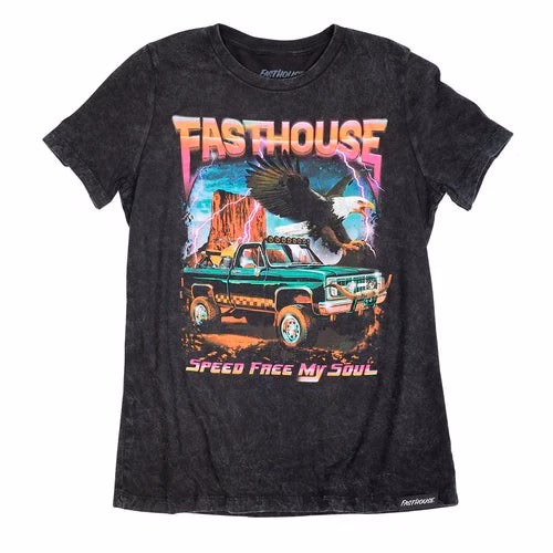 Fasthouse Freedom Tee Ladies Black Mineral Wash