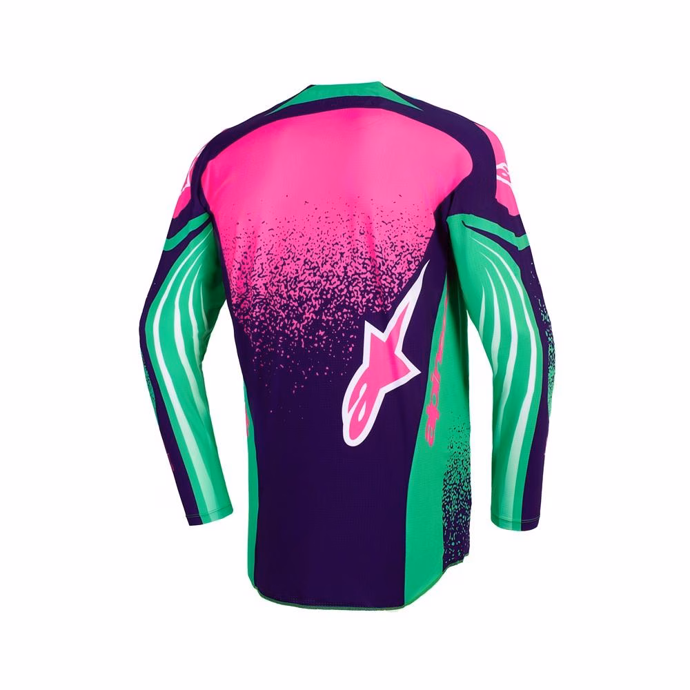 Alpinestars Techstar Nomur Motocross Jersey Deep Purple/Green/Pink Fluoro