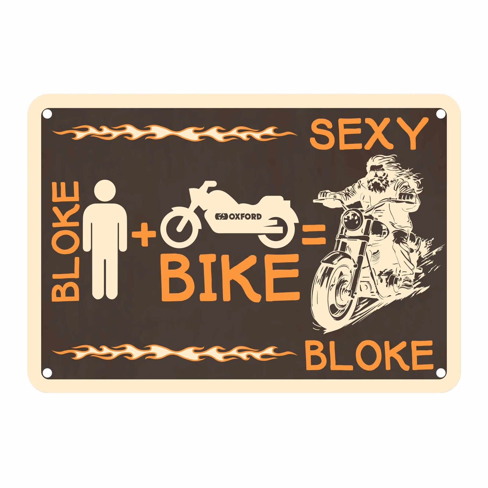 Oxford Garage Metal Sign: "Bloke Man + Bike = Sexy Bloke" - Image 1
