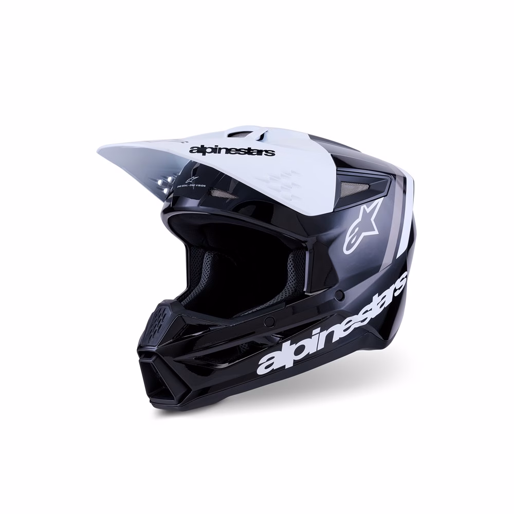 Alpinestars S-M3 Radium Motocross Helmet Black/White/Gray Gloss