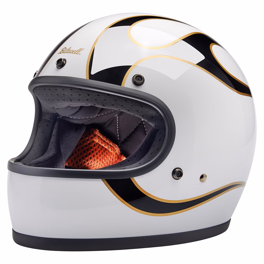 Biltwell Gringo ECE R22.06 Road Helmet Gloss White / Black Flames