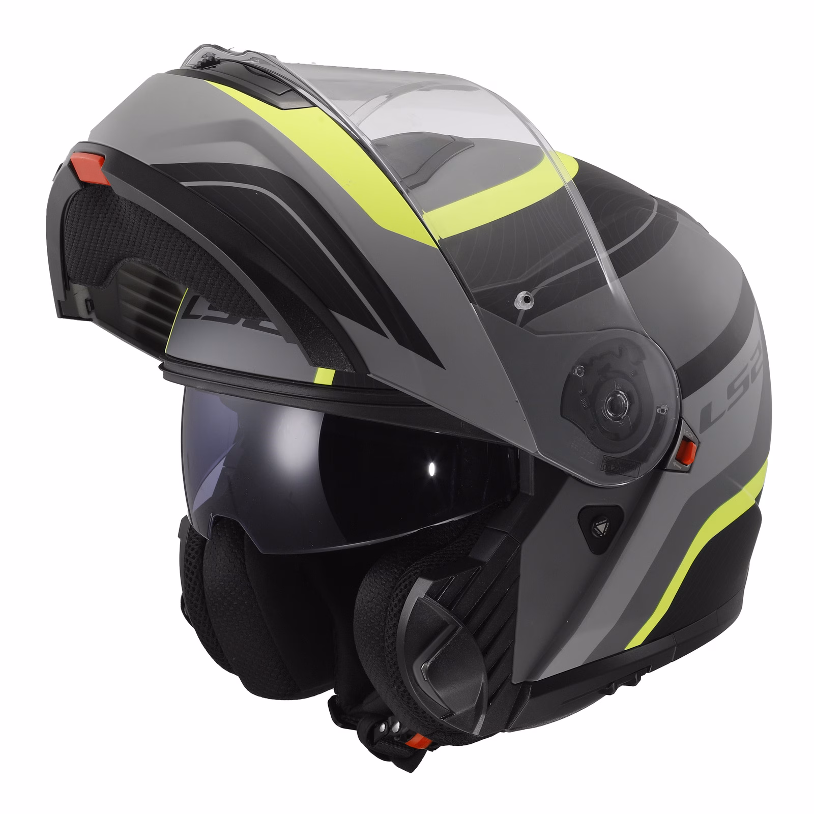 LS2 FF908 Strobe II Monza Flip Front Helmet Matte Black / Hi-Vis Yellow - Image 16