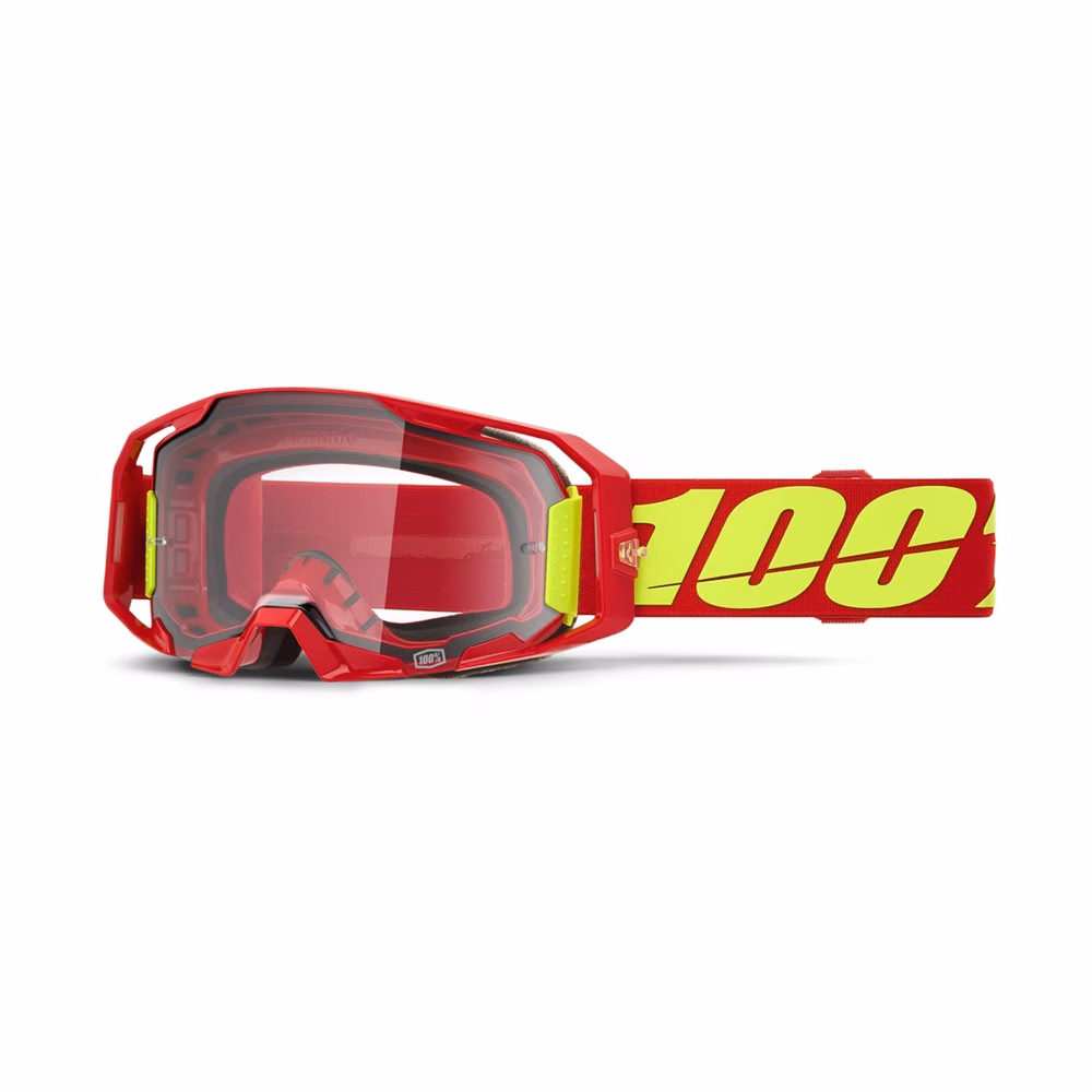 100% ARmatic Motocross Goggles Red - Clear Lens
