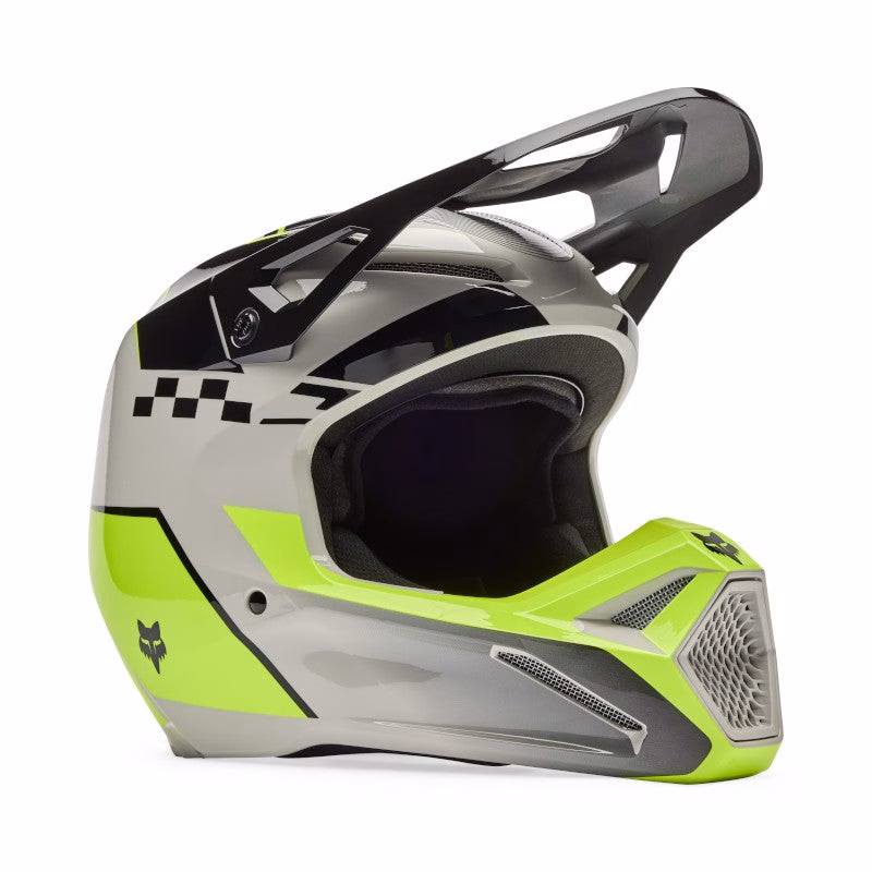 Fox V1 Collect Motocross Helmet Youth Grey/Yellow