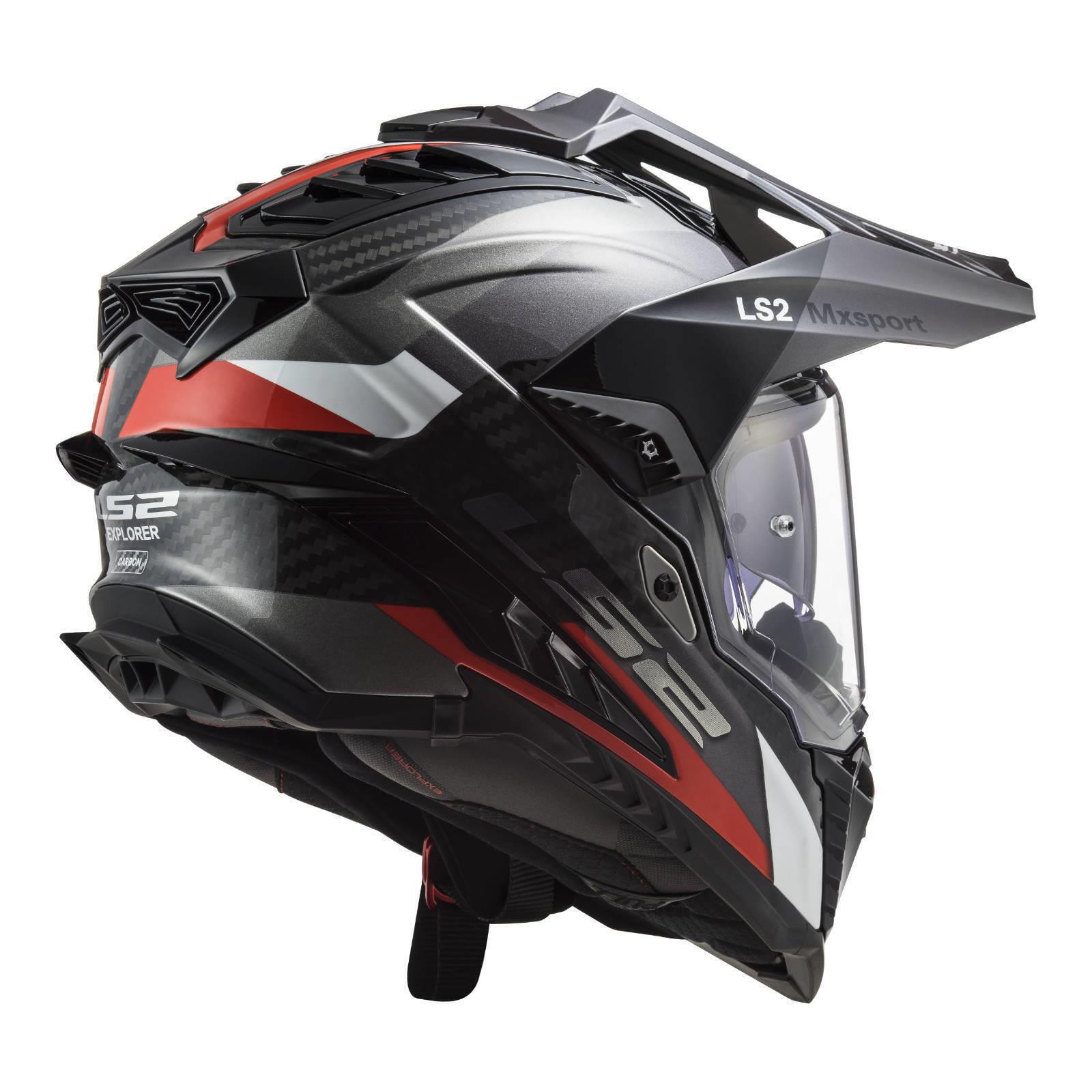 LS2 MX701 Explorer Carbon Frontier Adventure Helmet Titanium / Red - Image 20