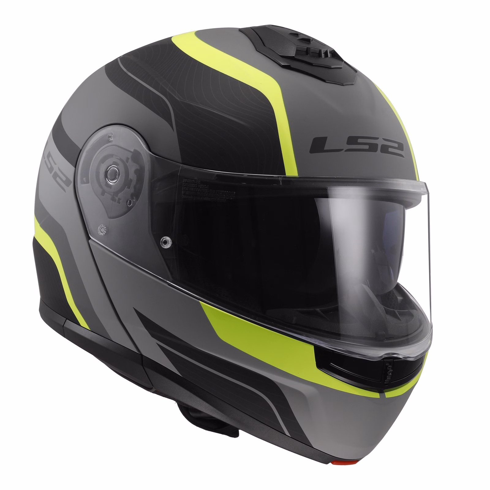 LS2 FF908 Strobe II Monza Flip Front Helmet Matte Black / Hi-Vis Yellow - Image 14