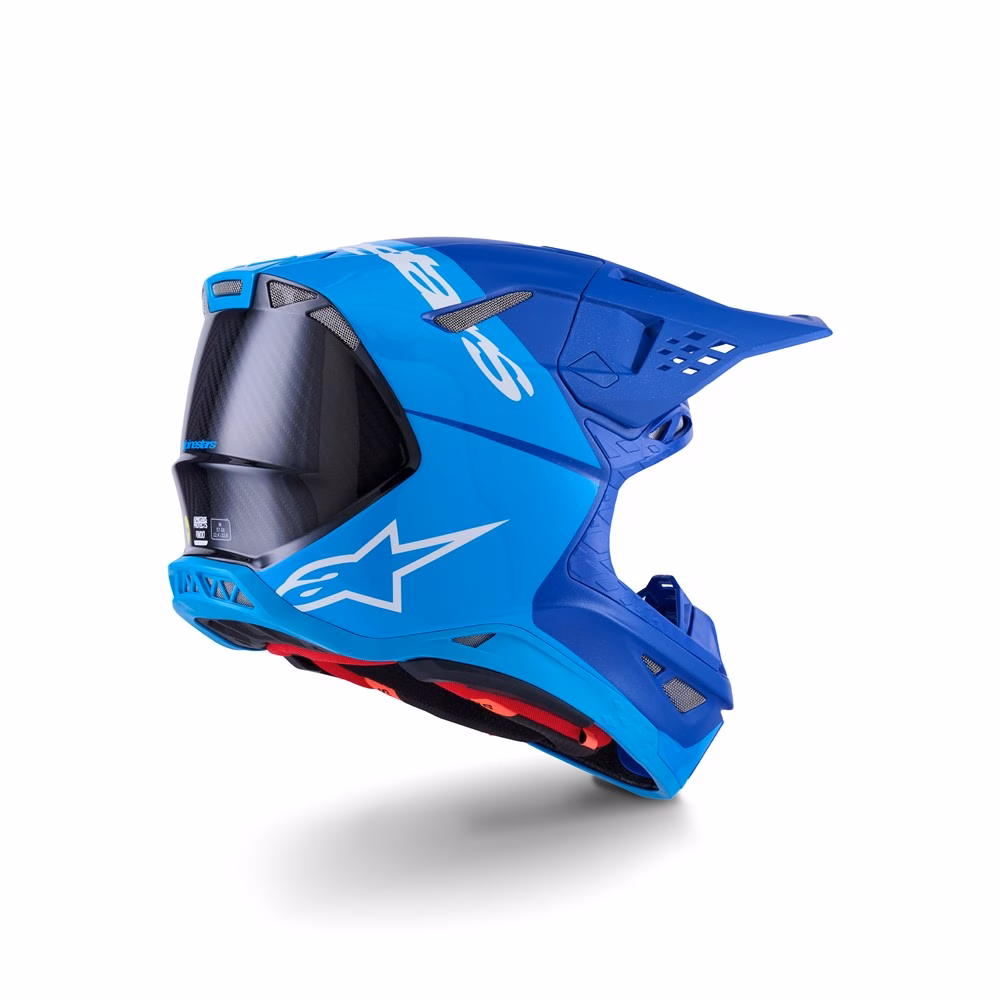 Alpinestars Supertech S-M10 Motocross Helmet Metallic Blue/Medium Blue/Black Carbon Matte/Gloss