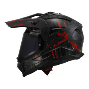 LS2 MX702 Pioneer II Crazy Adventure Helmet Black / Grey / Red - Image 3