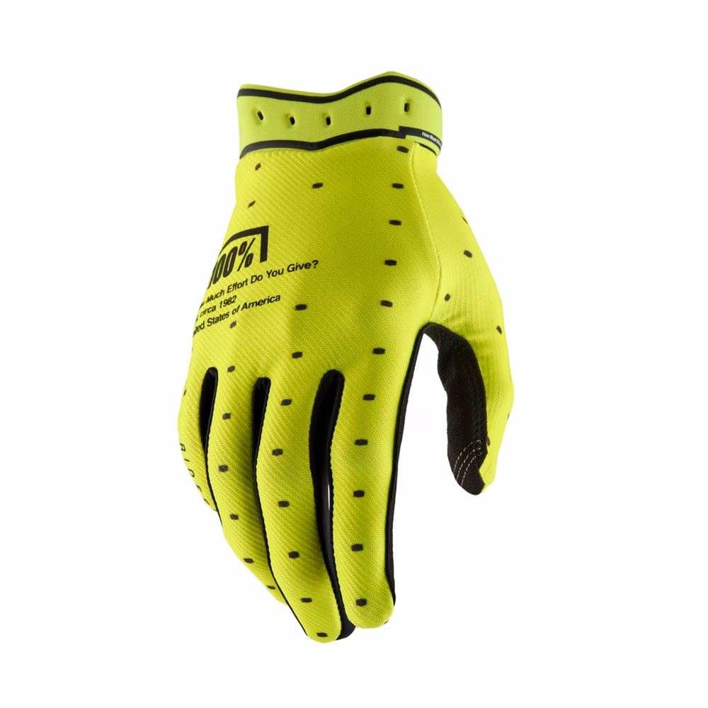 100% Ridefit Motocross Gloves Fluoro Yellow