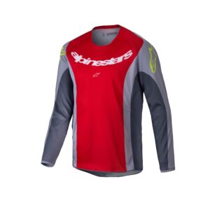 Alpinestars Youth Racer Melt Motocross Jersey Bright Red/Gray - Image 1