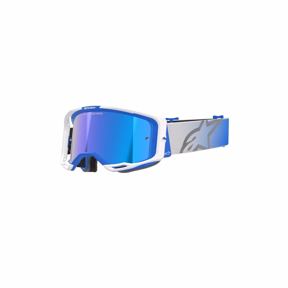 Alpinestars Vision 8 Corp Motocross Goggle Blue/White - Mirror Blue Lens