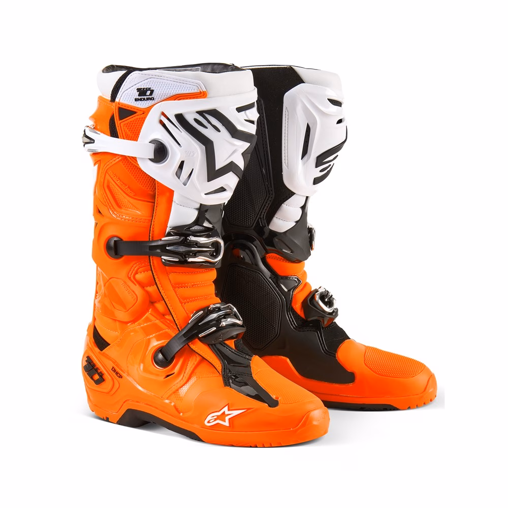 Alpinestars Tech-10 Enduro Motocross Boots Orange Fluoro/Black/White