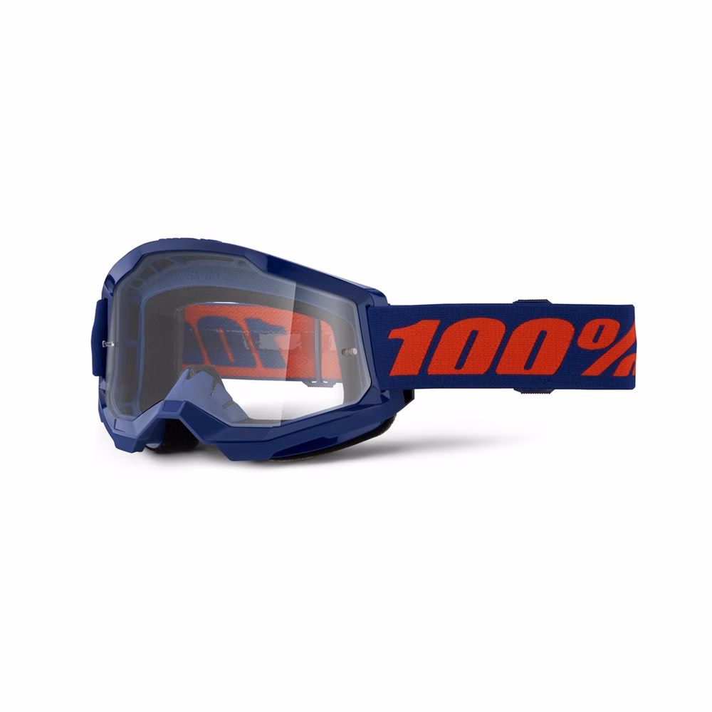100% Strata 2 Motocross Goggles Navy - Clear Lens