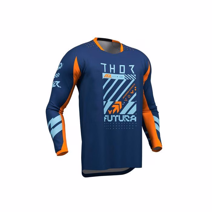 Thor MX Launchmode Futura Motocross Jersey Youth Navy/Orange