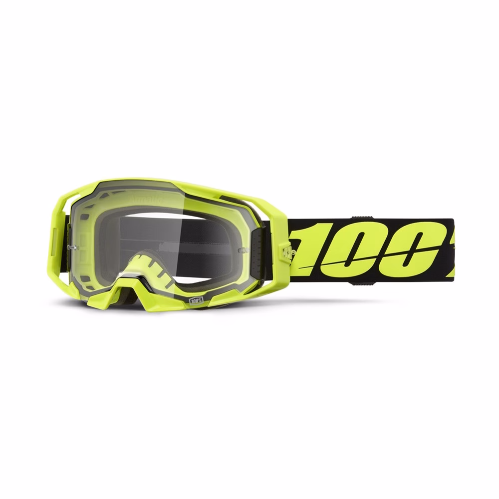 100% ARmatic Motocross Goggles Neon Yellow - Clear Lens
