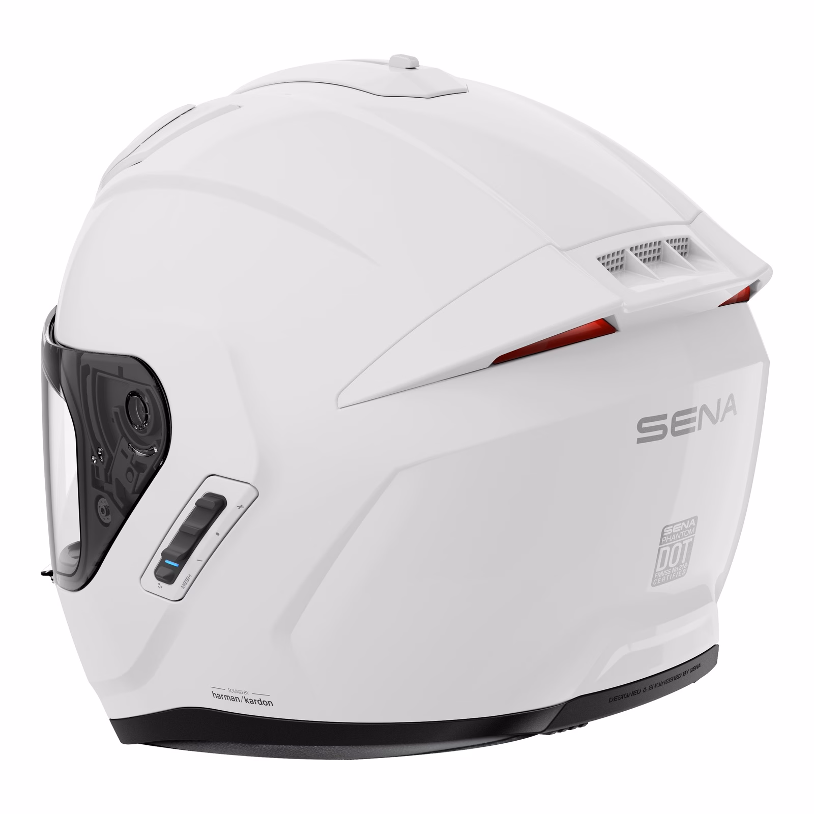 Sena Phantom Smart Road Helmet with Mesh Comms Gloss White - Image 3