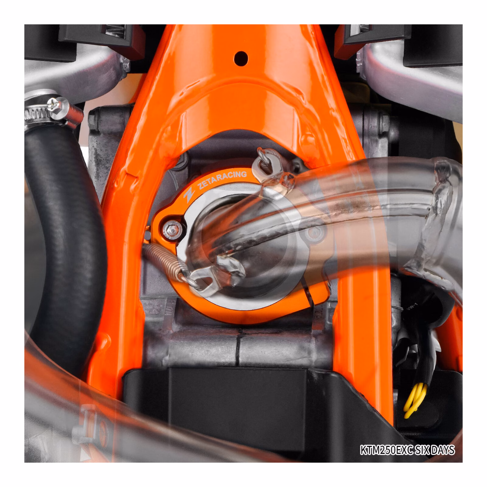 Zeta Exhaust Flange Guard KTM Husqvarna GasGas 2-Stroke - Red - Image 2