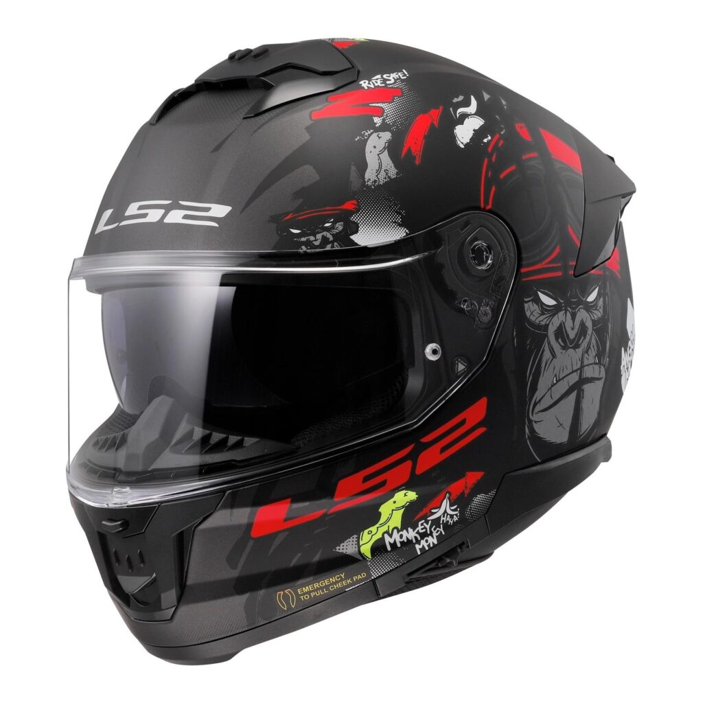 LS2 FF808 Stream II Angry Monkey Road Helmet Matte Black / Red
