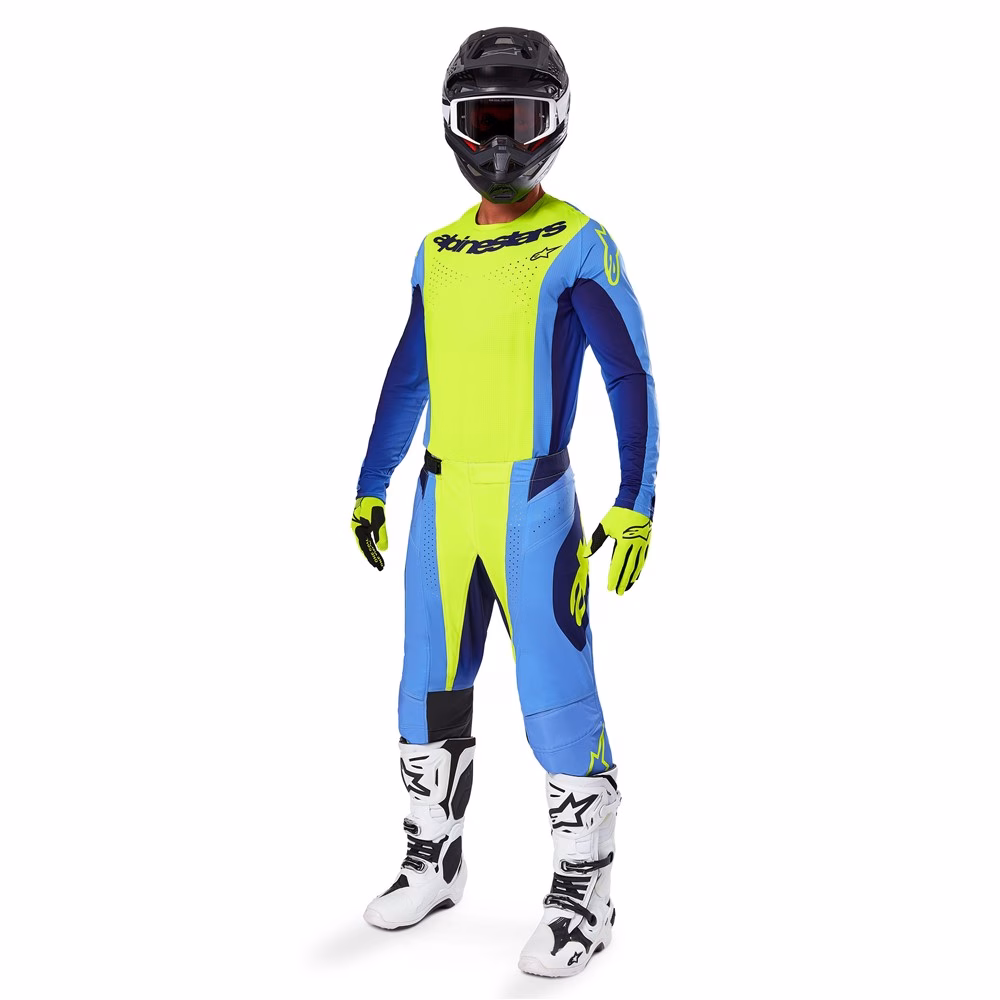Alpinestars Techstar Melt Motocross Jersey Yellow Fluoro/Blue